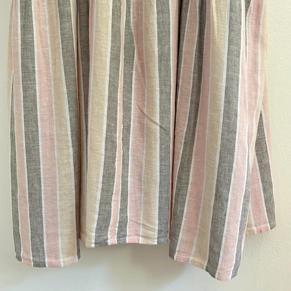 Caslon Cabana Stripe Linen Lattice Trim Tiered Maxi Dress Vertical Stripes - Picture 5 of 14